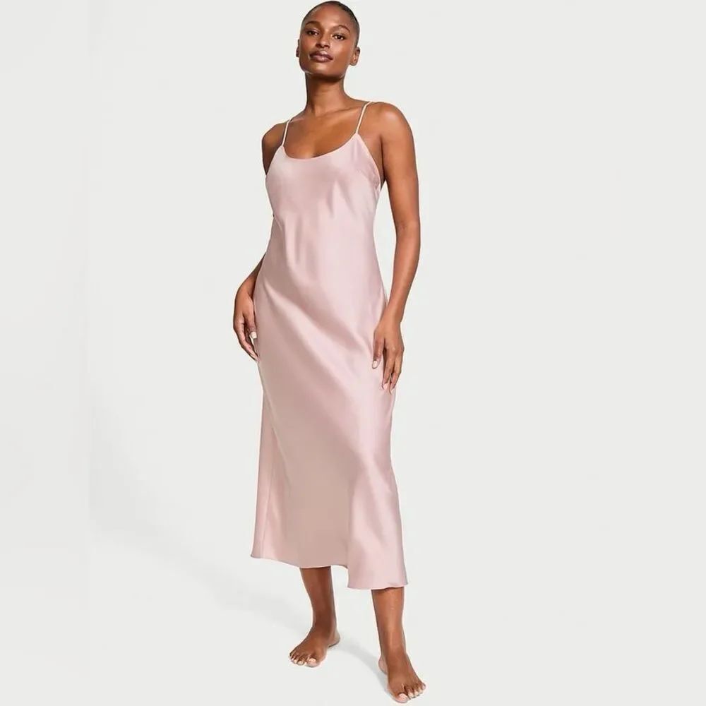 Victorias Secret Pink Slip Spaghetti Strap Maxi Dress